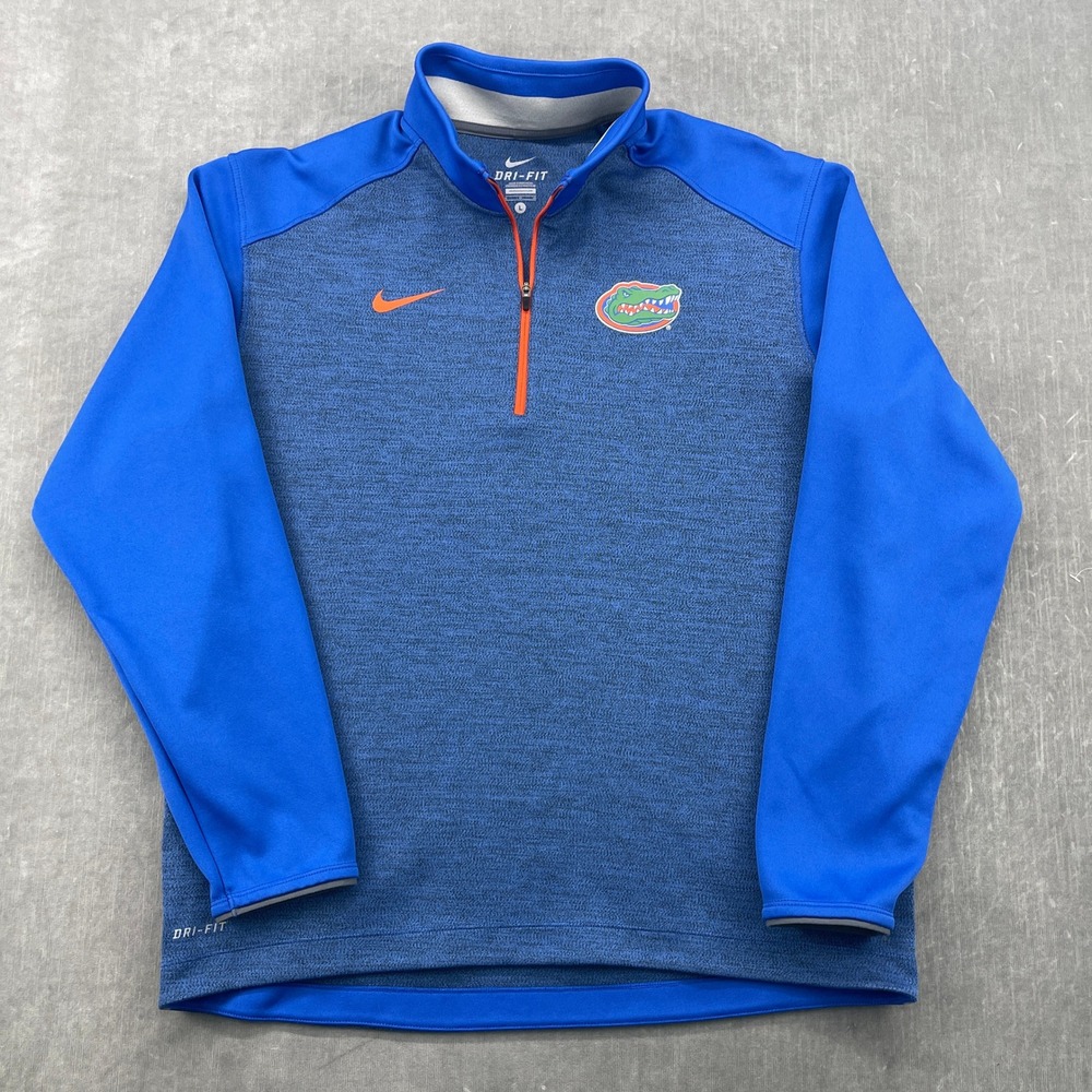 Florida Gators Nike Mens Large Blue Dri-FIT Quarter-Zip Pullover Jacket RN56323